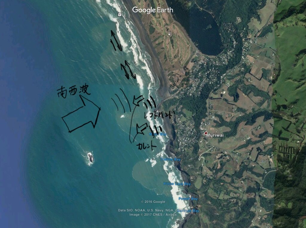 ムリワイビーチでサーフィン、詳細地図